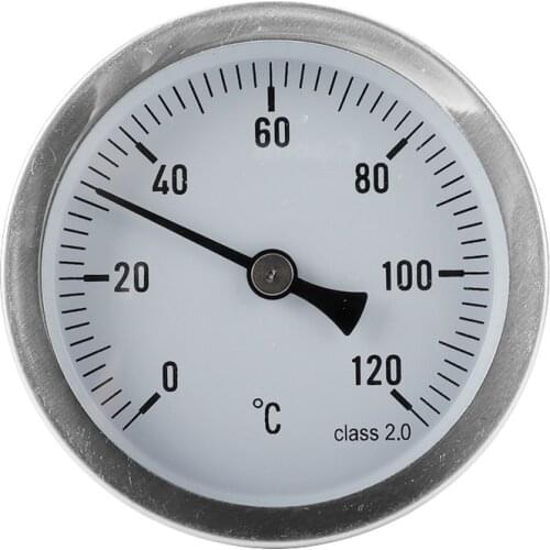 63mm 0-120°C horizontal thermometer aluminum temperature dial gauge industrial pipe bimetallic tester meter tools drop shipping