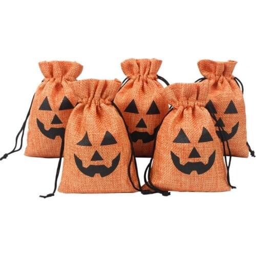 Safe 10Pcs Premium Dessert Cookies Gift Bag Orange Color Goodie Bag Halloween Pumpkin Pattern Party Supplies