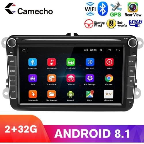 Camecho Android 8.1 2Din Radio Car Multimedia Player GPS For VW/Volkswagen/Golf/Polo/Tiguan/Passat/b7/b6/leon/Skoda/Octavia