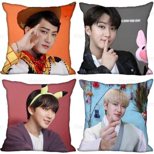 KPOP Seo Changbin Pillow Cover Bedroom Home Office Decorative Pillowcase Square Zipper Pillow Cases Satin Fabric Eco-Friendly