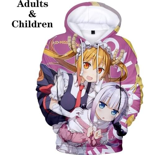Kobayashi Sanzhi no maid dragon child 3D hoodie boy / girl autumn sweatshirt man woman 3D hooded children cartoon cute pullover