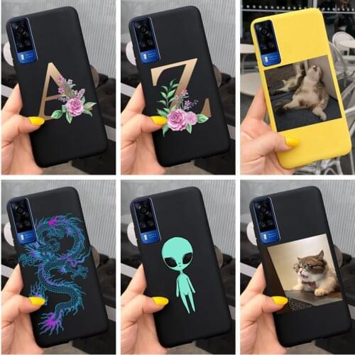 For Vivo Y31 2021 Case Shockproof Soft Phone Case For Vivo V2036 Cartoon Letter Black Matte Cover For vivo Y31 2021 6.58" Fundas