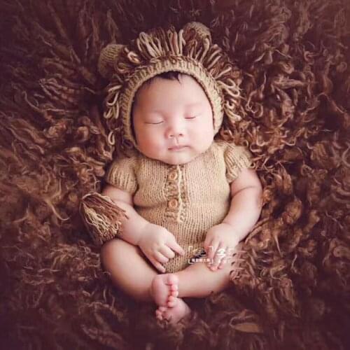 0-3M Newborn Photo Shoot Cute Cartoon Lion Outfits Clothes Tiny Baby Girl Boy Birthday Picture Shoot Fotografia Props Accessorie