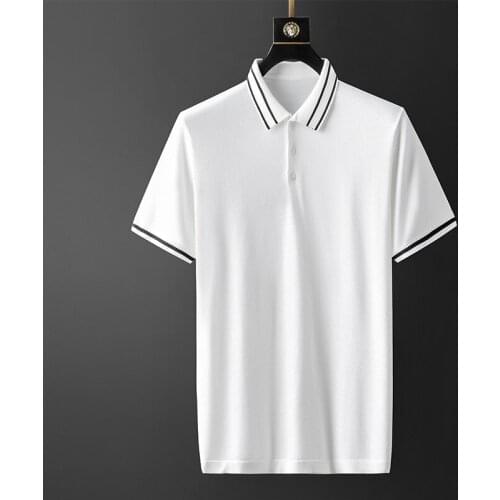 New Summer Mens T-shirts High Quality Kintted Short Sleeve Casual Male T-shirts Fashion Slim Fit Man T-shirts Black White