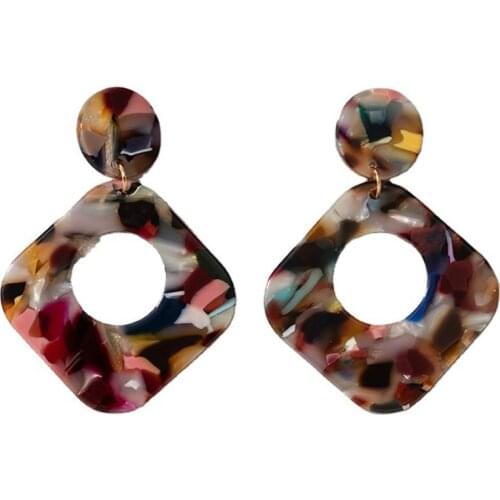 Geometric Acrylic Fashion Statement Drop Earrings For Women Vintage Resin Dangle Earring 2021 Brincos Wedding Jewelry