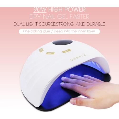Modern 2 LED Nail Lamp for Manicure 90W Nail Dryer Machine UV Lamp For Curing UV Gel Nail Polish With Motion sensing LCD Display