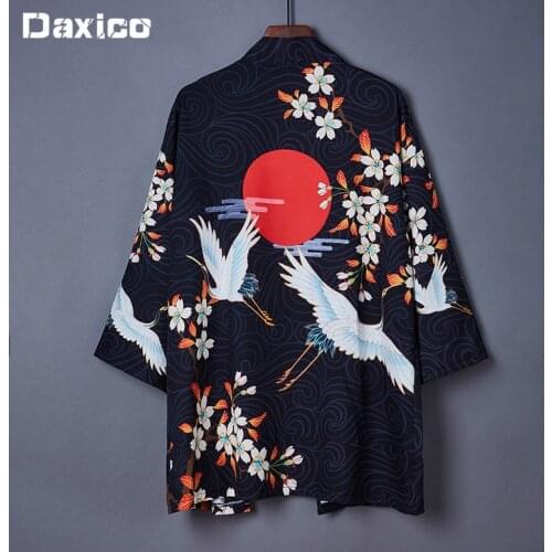 Crane Japanese Cardigan Harajuku Summer Japon Kimono Coat Man Haori Samurai Kimonos Karate Streetwear Woman Yukata Sunscreen