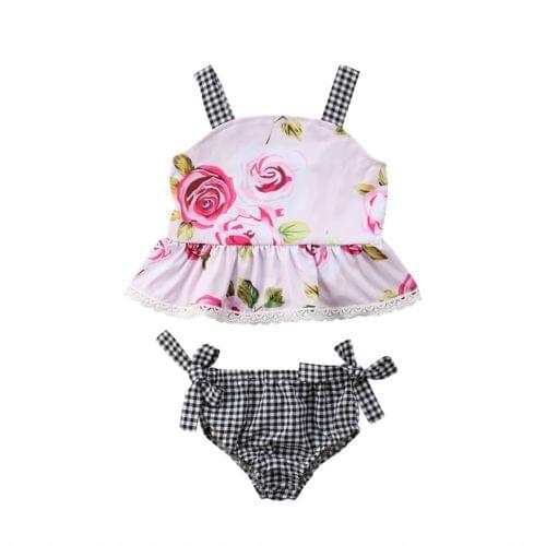 Summer Baby Girl Clothes 2Pcs Outfits Set Floral Dress Tops+Shorts Pants Clothes Size 0-18M