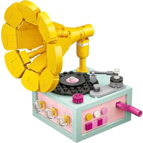 LOZ Blocks DIY Building Bricks Cute Music Radio Model Gramophone Record Toys For Children Juguetes Kits Gifts Girls Present 1123