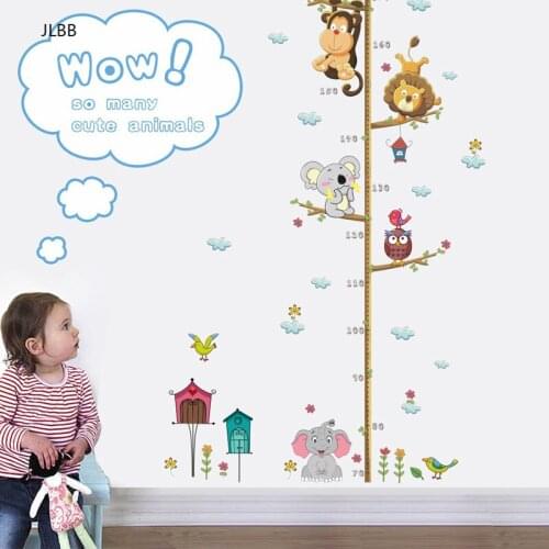Cute elephant lion zoo Height Measure Wall Sticker home Decoration Kids children room height Ruler animals stickers Art Decals