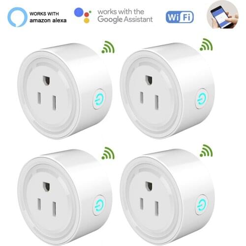 Mini US Wifi Plug with Surge Protector 110-240V 10A Voice Control Smart Socket Work with Alexa Google Home Tuya APP