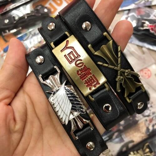 Fashion Bracelets Attack on Titan Bangles Wings of Liberty Shingeki No Kyojin cosplay punk jewelry Men lady kids Gift