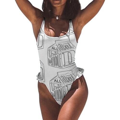 Milk Swimsuit Flounce Fashionable Print Swimwear Rave One Piece Teenage Bathing Suit