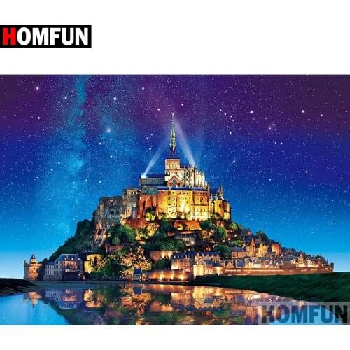HOMFUN Full Square/Round Drill 5D DIY Diamond Painting "castle" Embroidery Cross Stitch 5D Home Decor A01169