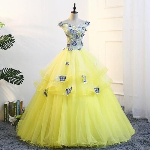 New color yarn art test bel canto solo dress yellow stage performance costume studio Pengpeng skirt student Long