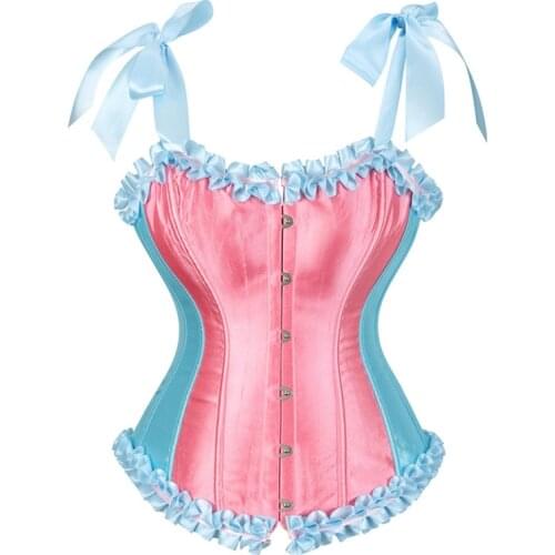 New Women Shoulder Strap Candy Colors Overbust Corset Top Sexy Lingerie Corsets Body Shaper Vest Waist Trainer Slimming Clothing
