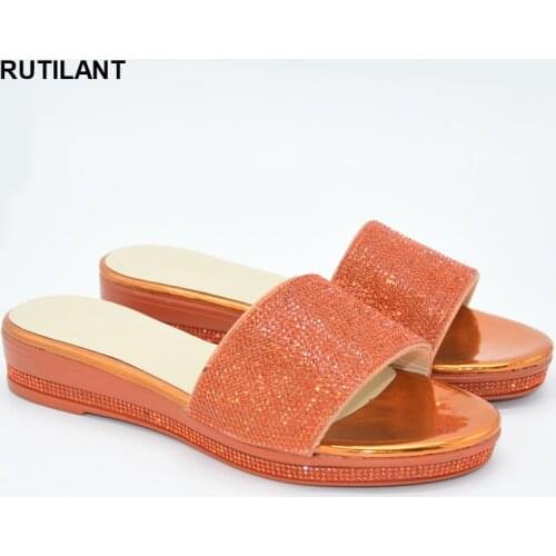 New High Quality Ladies Shoes Summer Slippers Good Quality 2020 Special Arrivals Wedding Orange Color Nigeriain Shoe