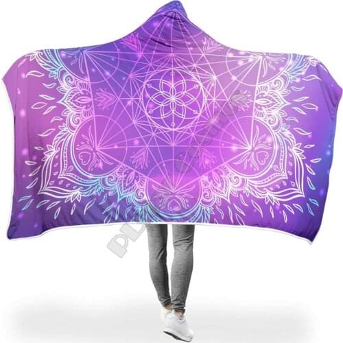 Yoga Lotus Cuddly Bright Colors Hooded Blanket 3D Printed Wearable Blanket Adults men women kids Boy Girl Blanket