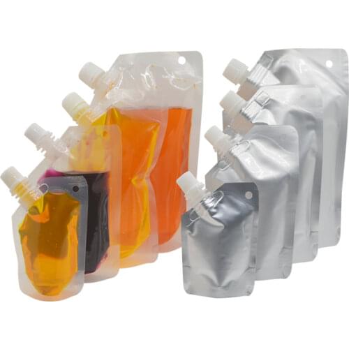 50 -500 ML) Stand Up Spout Bag 20 pcs Sauce Pack With Hole Reusable For Snack and Drink BPA Free Thick Doypack