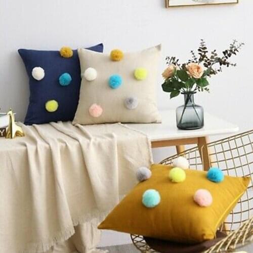 Ins Colorful Ball Pillowcase Princess Style Sofa Bedroom Nursery Room Cushion Cover Decor Car Waist Pillow Cover 45x45cm
