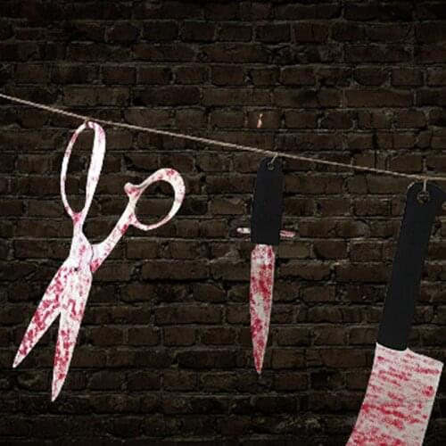 Multi Shapes Halloween Perform Props Fun Horror Toys Axe Saw Nail Knife Headwear Fake Blood Scene Props 5z