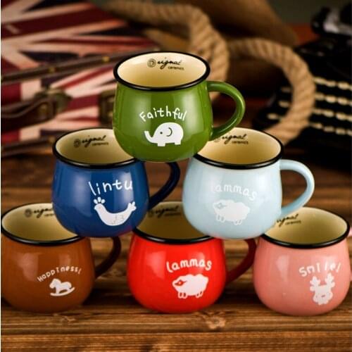 Retro European-style ceramic mug creative breakfast cup enamel milk cups animal cups photo coffee cup lovely gifts