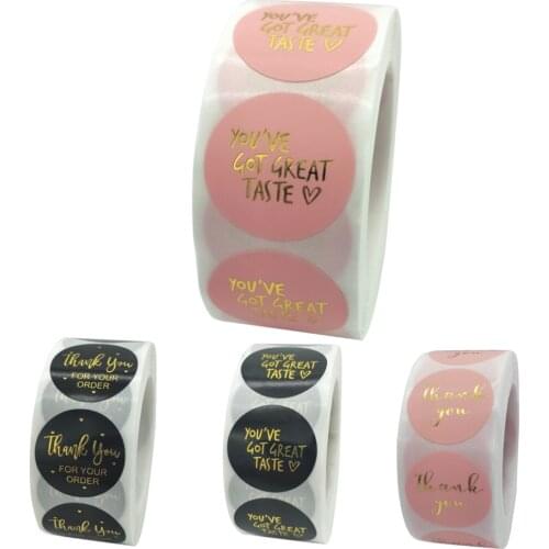 Pink & Black Thank you,You've Got Great Taste design Hot Stamping Paper Labels Stickers Gift Packaging Seal Seals Roll Sticker