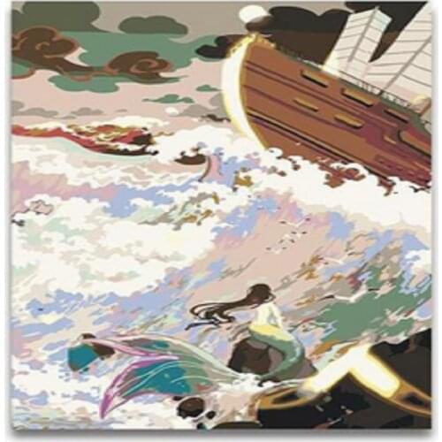 Mermaid Painting By Numbers DIY Craft Kits On Canvas With Frame 40x60 Acrylic Paint For Adults Coloring By Number Home Decor Art