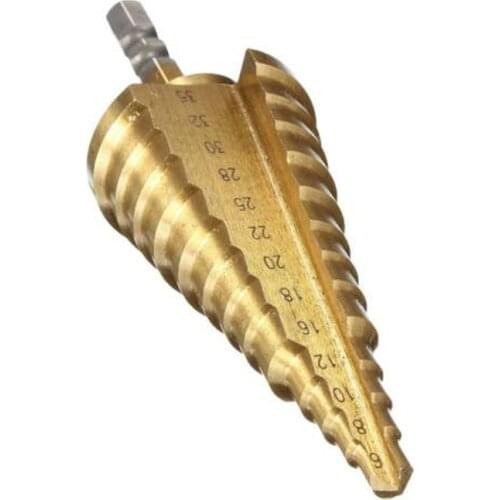 6-35mm 13 Steps HSS Titanium Hex Shank Larger Wood Metal Core Cone Drills Step Drill Bit 6,8,10,12,16,18,20,22,25,28,30,32,35mm