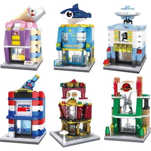 Building Blocks Mini Street Model Shop City Series Brick Kids Figure Toys Educational Toys For Children MOC Brick