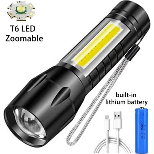 T6 LED Flashlight Waterproof Tactical Light USB Rechargeable Camping Lantern Zoomable Torch Lamp for Outdoor Hiking Hunting