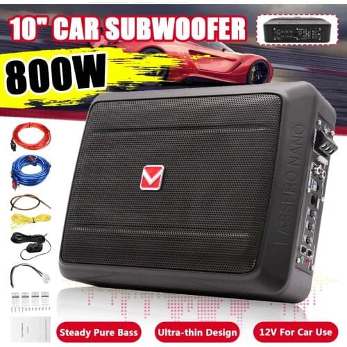 800W 8/10 Inch Ultra thin Subwoofer Car Active Subwoofer Audio Speaker Amplifier Bass Amplifier Auto Surround Sound Car Audio