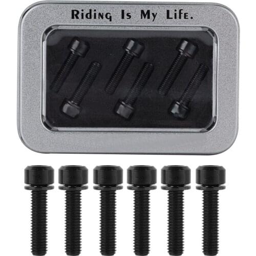 6Pcs Black M5x20mm Titanium Alloy Bolt Screw with Gasket for bicycle Mountain Bicycle Stem