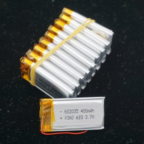 XINJ 10 pcs 3.7V 400 mAh lithium polymer battery li ion cell 602035 For smart watch DVC DVR Camera watches MP3/MP4 music player