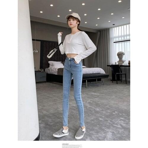 Jeans Womens Nine Points 2020 Autumn New Net Red High Waist Thin Pants Skinny Pants Trend
