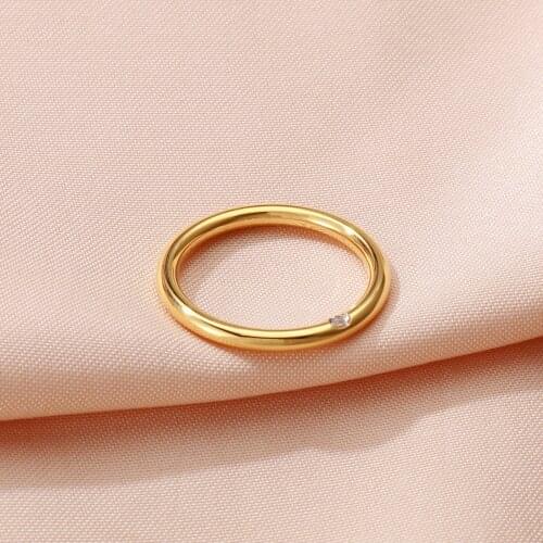 Fashion Simple Three-color Womens Rhinestone Ring Wedding Party Stainless Steel Jewelry Accessories