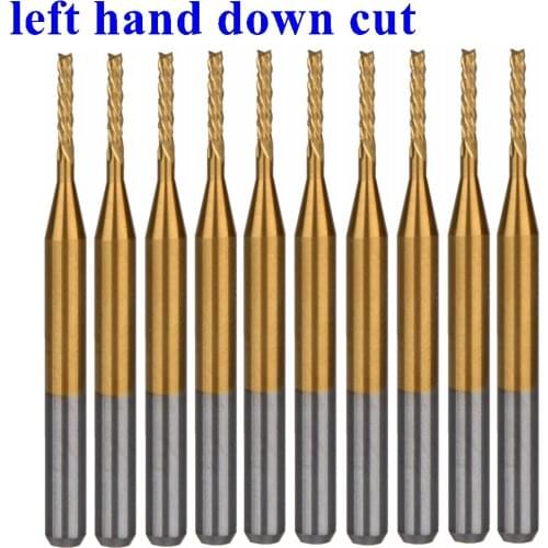 10Pcs 3.175x1.2x7mm Titanium left hand down cut Corn Teeth Bit PCB Mill Cutter End Mill