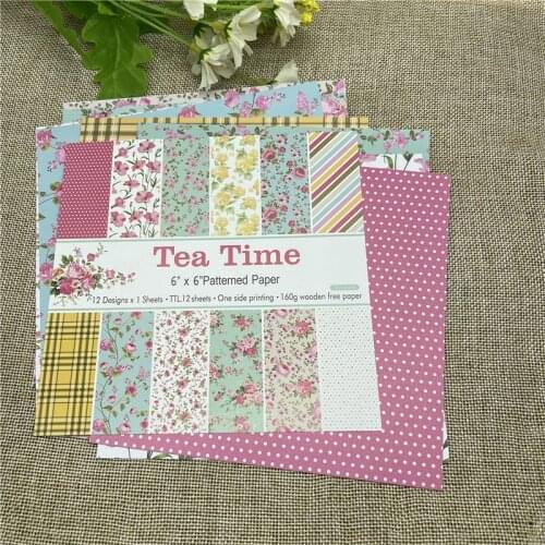 12pc meaning tea time life ours patterned paper Scrapbooking paper pack handmade craft paper craft Background pad Paper Craft