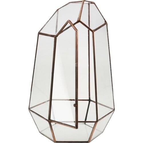 19cm Height Irregular Glass Geometric Terrarium Box Tabletop Succulent Plant Planter Flower Moss Fern Pot