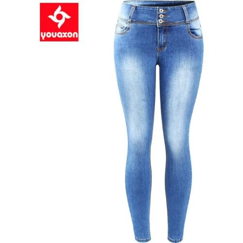 2221 Youaxon New Arrived EU Size 5 Pockets Skinny Jeans Woman Plus Size Stretchy Denim Pants Trousers For Women Jean