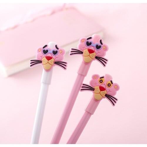 24 Pcs Creative Stationery Cute Pink Leopard Neutral Pen Cartoon Black Student Office Signature Water Pen