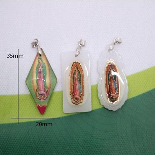 50 pieces, the classic Guadalupe Madonna medallion pendant. Glass Guadalupe Medal Pendant Orb Jewelry Gift