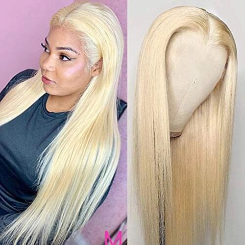 613 Honey Blonde Remy Brazilian Straight 13x6x1 Lace Front Human Hair Wig 28 inch Highlight T Part Lace Wigs for Black Women