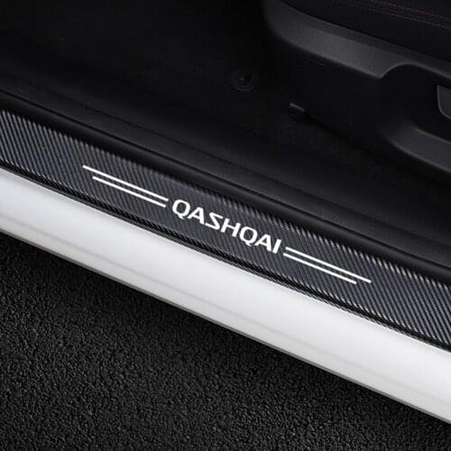 For Nissan Qashqai J10 J11 Accessories 4Pcs Car Styling Threshold Door Sill Pedal Protector Carbon Fiber Stickers