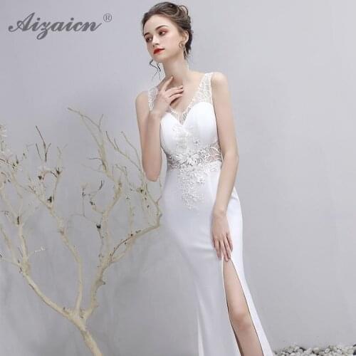 White Sexy Long Cheongsam Mdoern Elegant Slim Qi Pao Women Chinese Evening Dress Qipao Promotion Party Vintage Gown Orientale