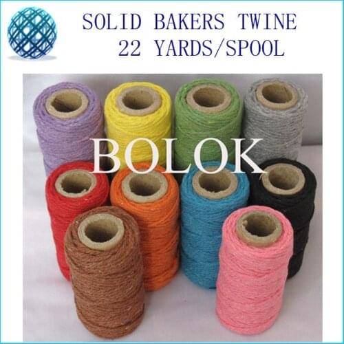 Free shipping 100pcs/lot (22yards/spool) single color cotton twine, solid bakers twine, 2mm 12 ply DIY cotton twine wholesales