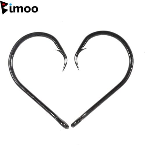 Bimoo 20pcs Black Nickel Inline Circle Hook Carbon Steel Sea Fishing Assisit Hook 1 1/0 2/0 3/0 4/0 5/0 6/0 7/0 8/0 9/0 10/0