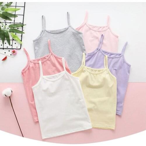 Childrens Vest Girls Cotton Vest Colored Kids Camisole Children Tops Summer Baby Singlet Girls Undershirts Teenager Tank