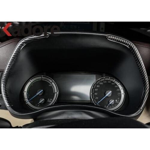 For Toyota Highlander Hybrid 2021 2022 Carbon Fiber Side Instrument Trim Cover Decoration Strip Car Interior Accessories LHD