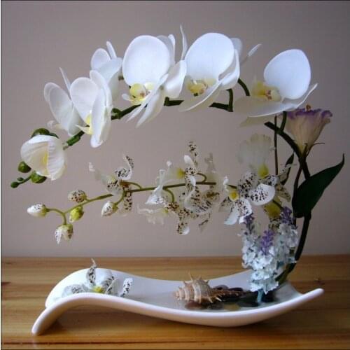 Home accessories quality dining table silk flower set phalaenopsis oncidium decoration bonsai